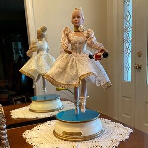 Vintage Elegant Nutcracker Ballerina Doll with Gold Accents